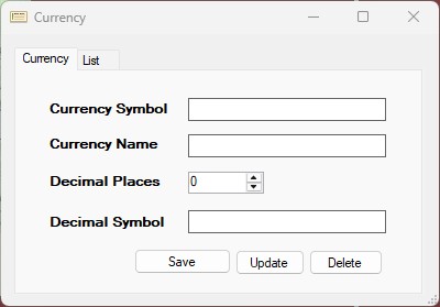 Currency master window