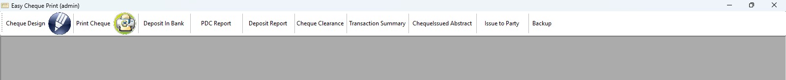 Main Easy Cheque Print menu